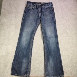 Rock & Roll Cowboy Mens Jeans Pistol Bootcut Embellished Pockets Size 34x32